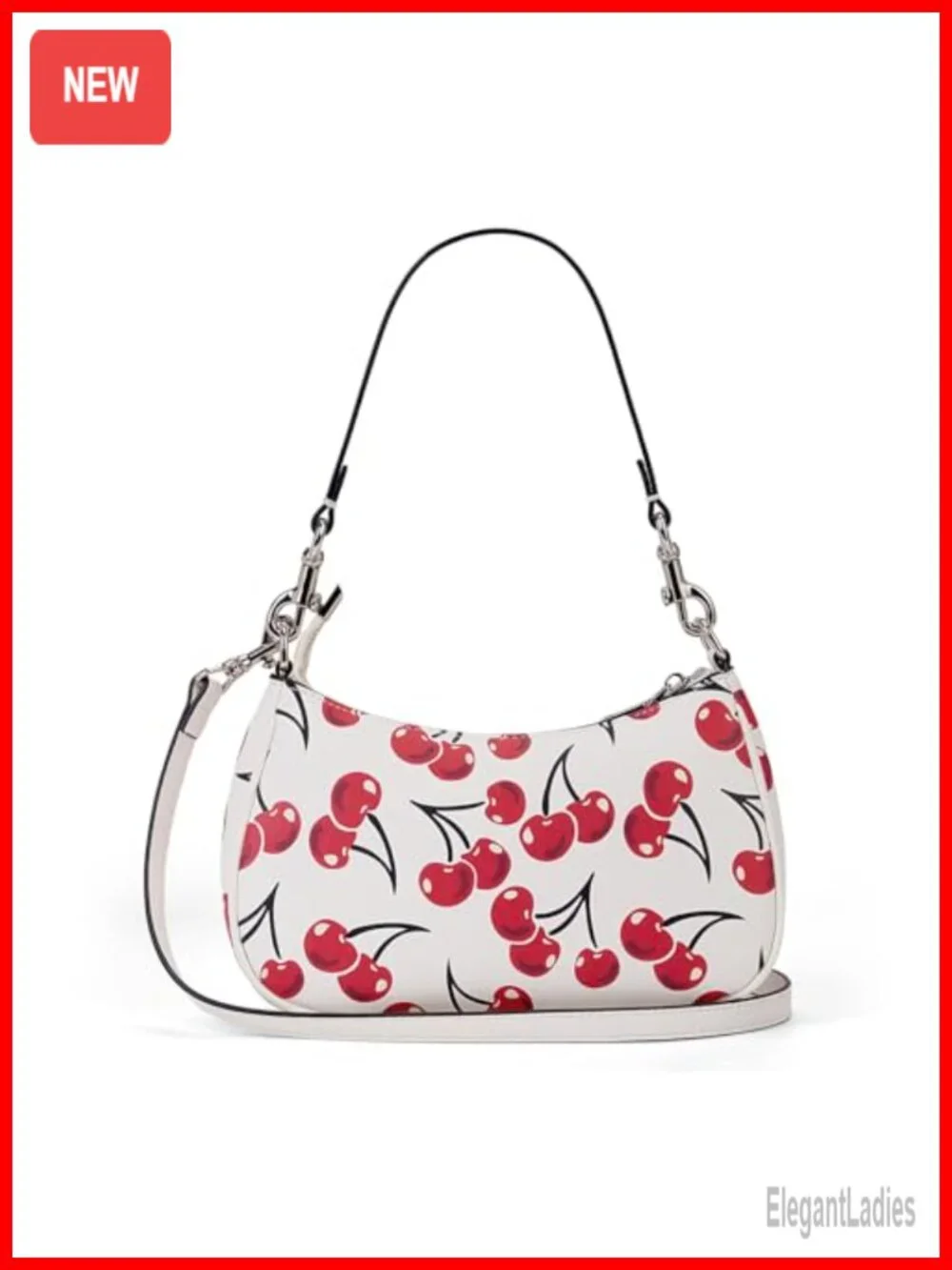 Cherry Hobo Shoulder Crossbody Bag with Adjustable Strap Faux Leather